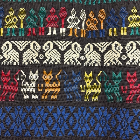 La Original | Vintage 100% Cotton Guatemala Fringe Woven Folklore Cat Vest L - Picture 15 of 17